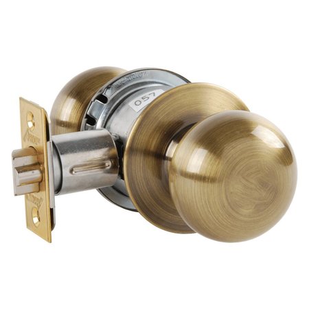 ARROW Grade 2 Passage Cylindrical Lock, Tudor Knob, Non-Keyed, Antique Brass Finish, Non-handed MK01-TA-05A